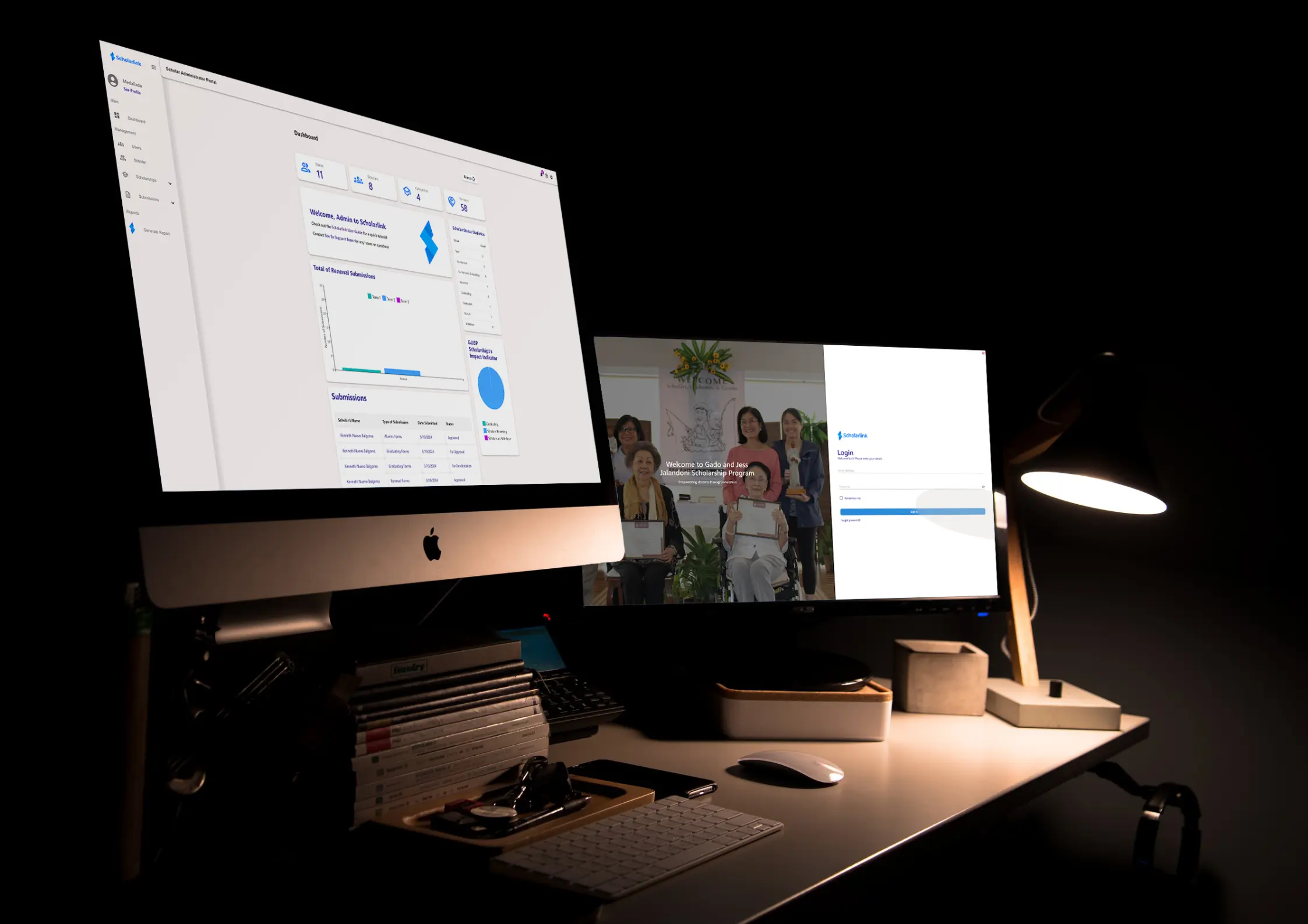 Scholarlink - Scholarship Management System interface mockup